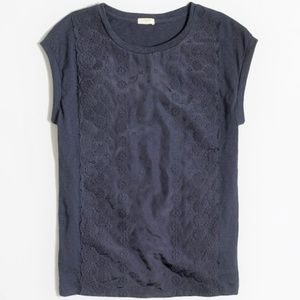 Medium J.crew Factory Navy Embroidered-front Top